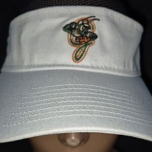New Era White Visor with Green and Orange Embroidery